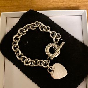 Engravable Tiffany & Co heart charm bracelet